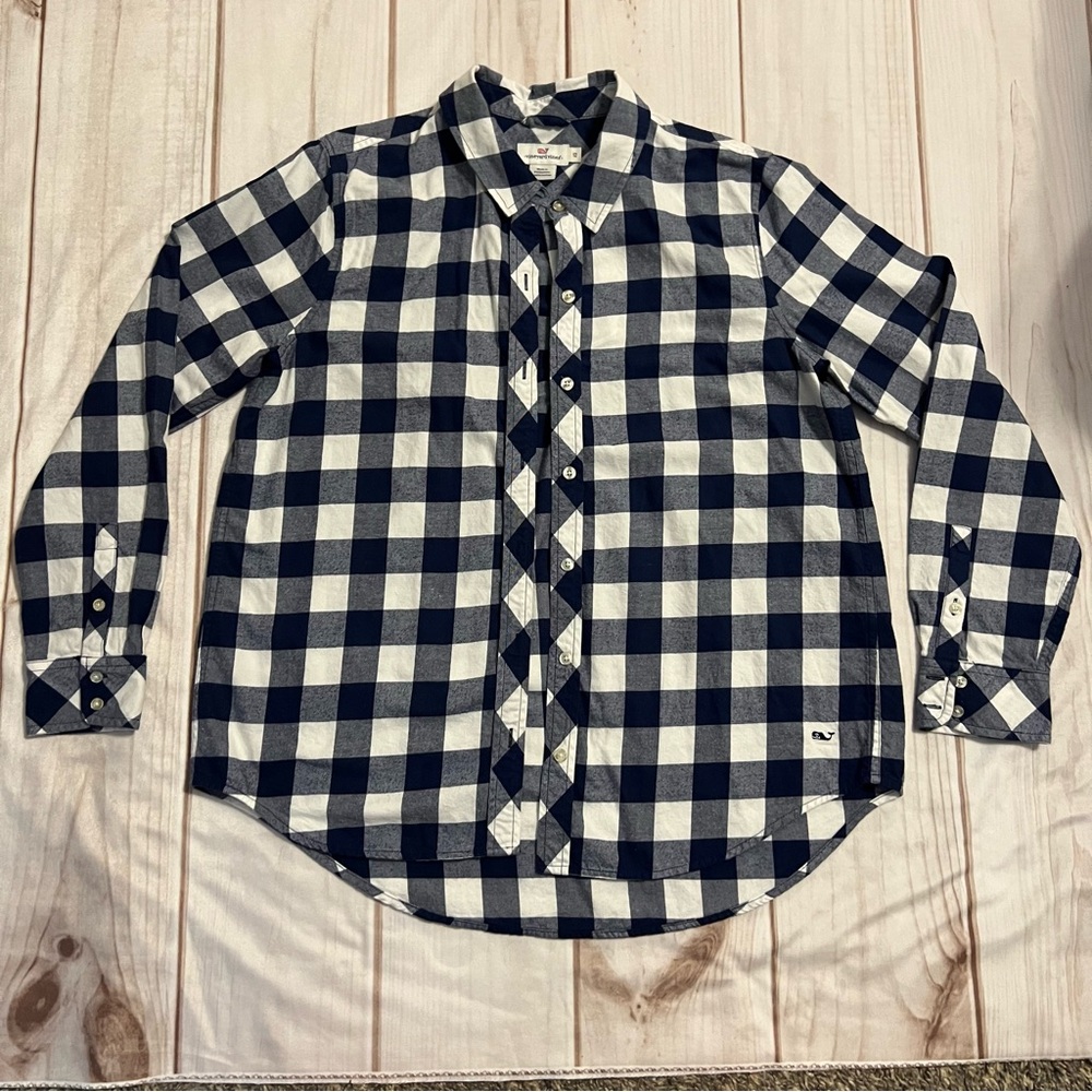 Vineyard Vines Checkered Flannel Button Up Cotton Shirt Womens size 12